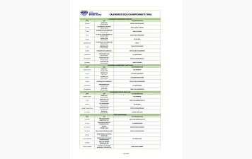 Calendriers compétitions 2026